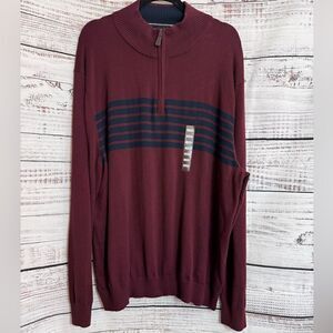 Nautica Sweater Mens Size XXL Mock Neck Knit Quarter Zip Cotton Preppy New